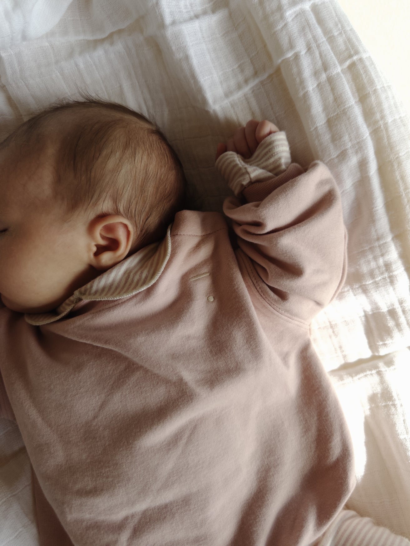 Baby Body mit Kragen | Faded Pink - Cream