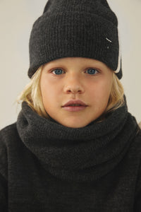 Knitted Endless Scarf | Black Melange