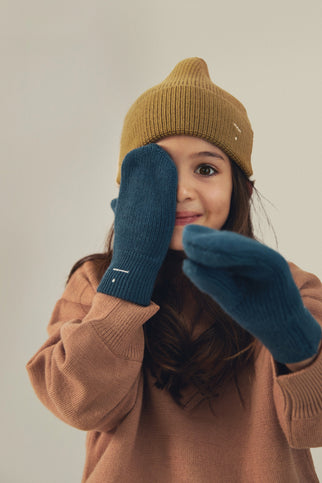 Knitted Mittens | Blue Grey
