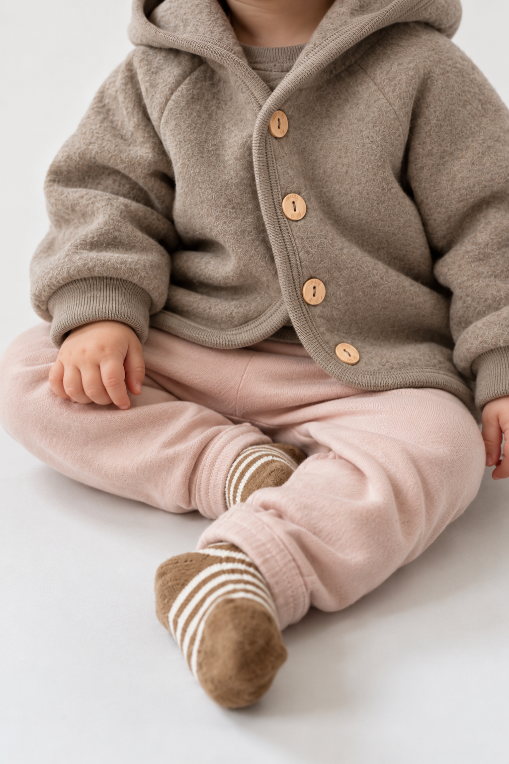 Engel Natur Baby Hooded Jacket | Sand Melange