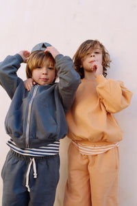 Hooded Cardigan with Zip | Blue Gray