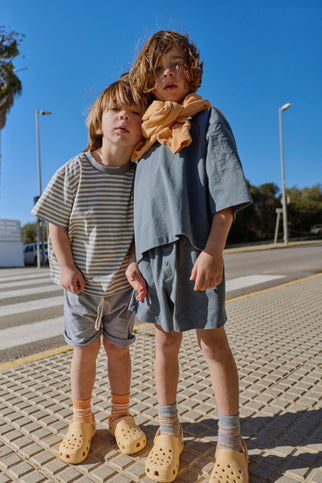 Oversized Tee | Stone Gray - Cream