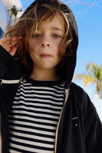 Hooded Cardigan with Zip | Pirate Black