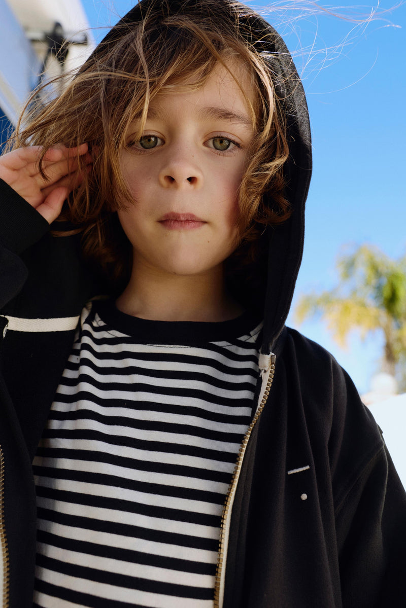 Hooded Cardigan with Zip | Pirate Black