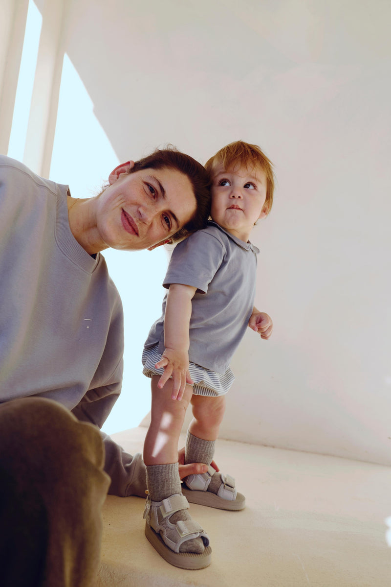 Baby Collar Tee | Stone Gray