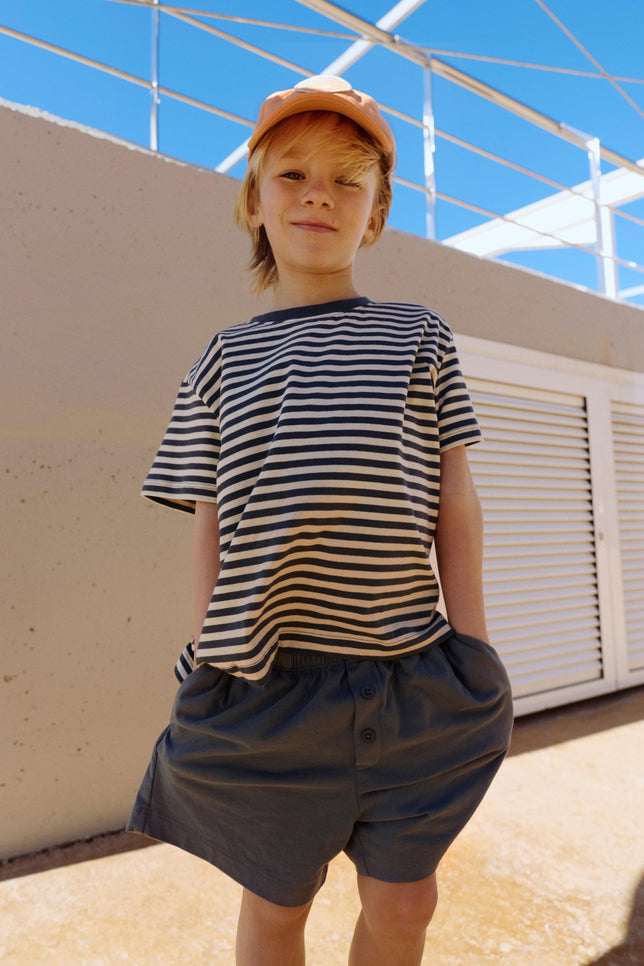 Button Shorts | Blue Gray