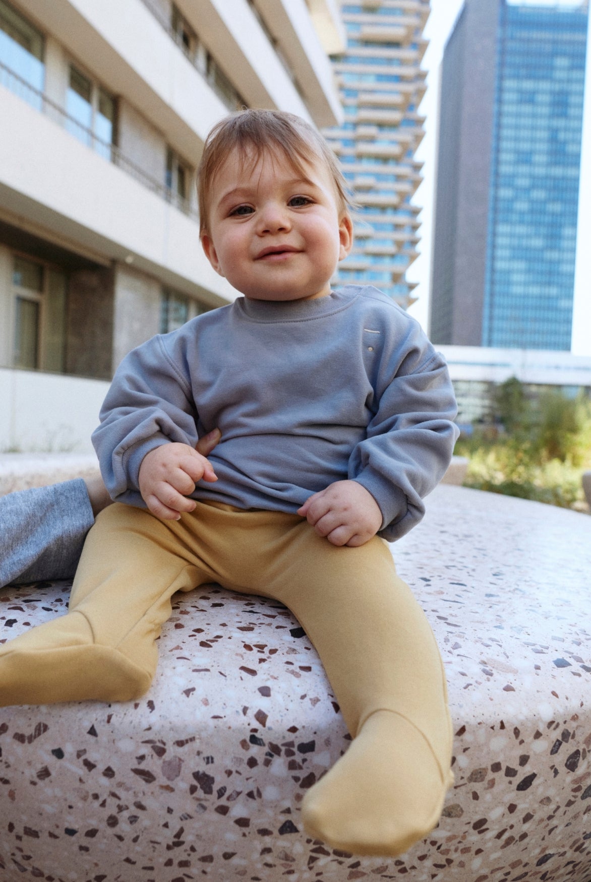 Baby Dropped-Shoulder-Pulli | Stone Gray 