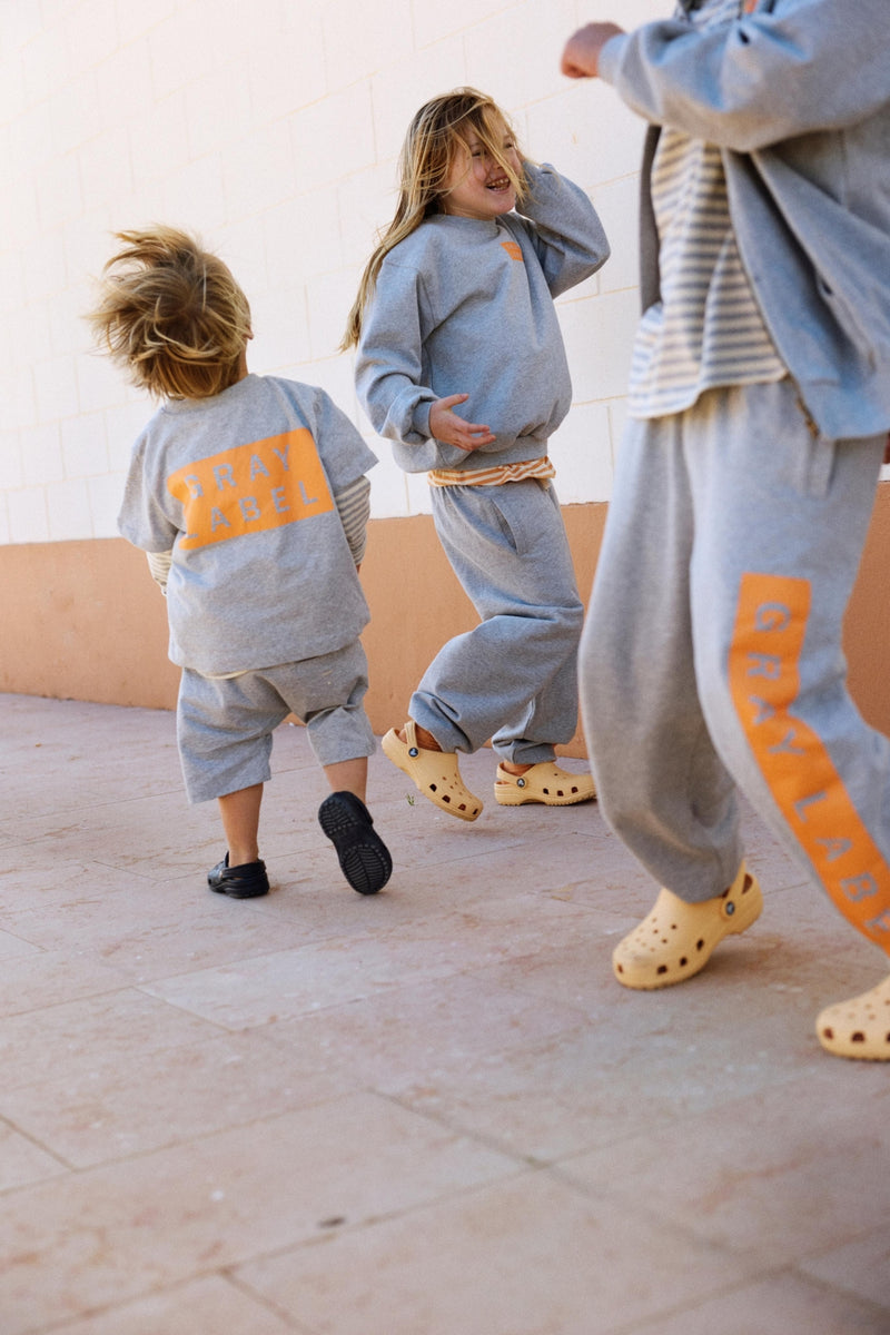 Logo Oversized Tee | Gray Melange - Bright Melon