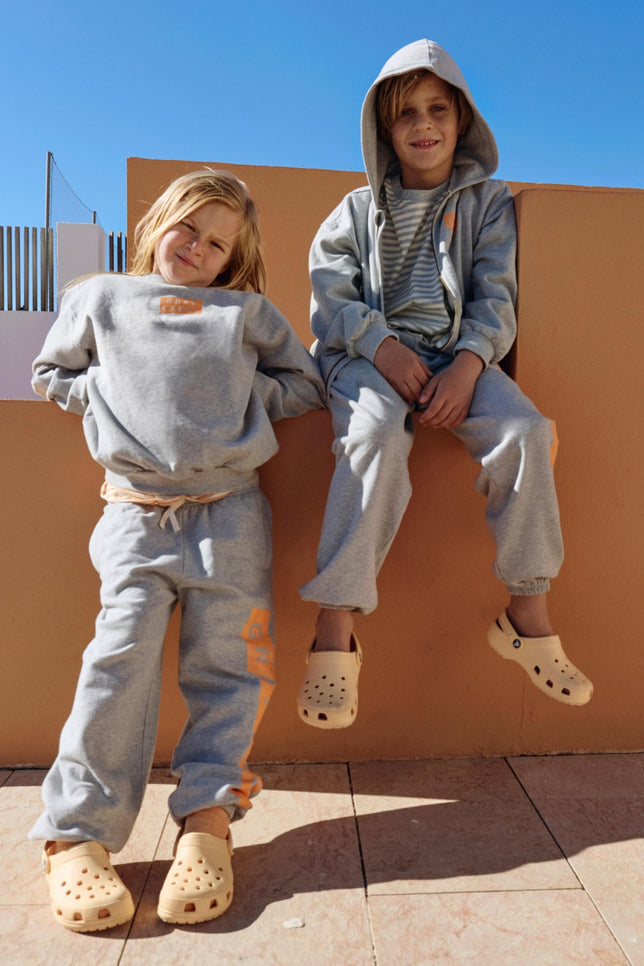 Logo Track Pants | Gray Melange - Bright Melon