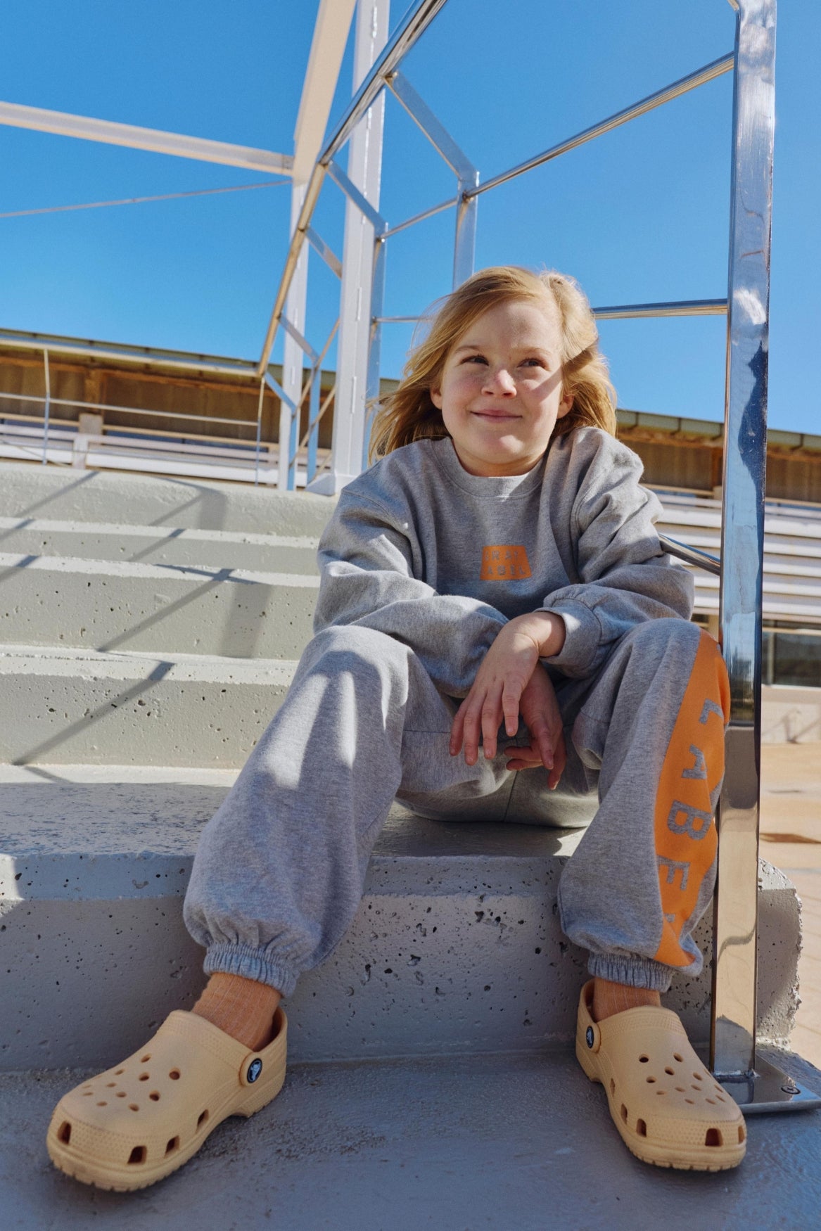 Logo Track Pants | Gray Melange - Bright Melon