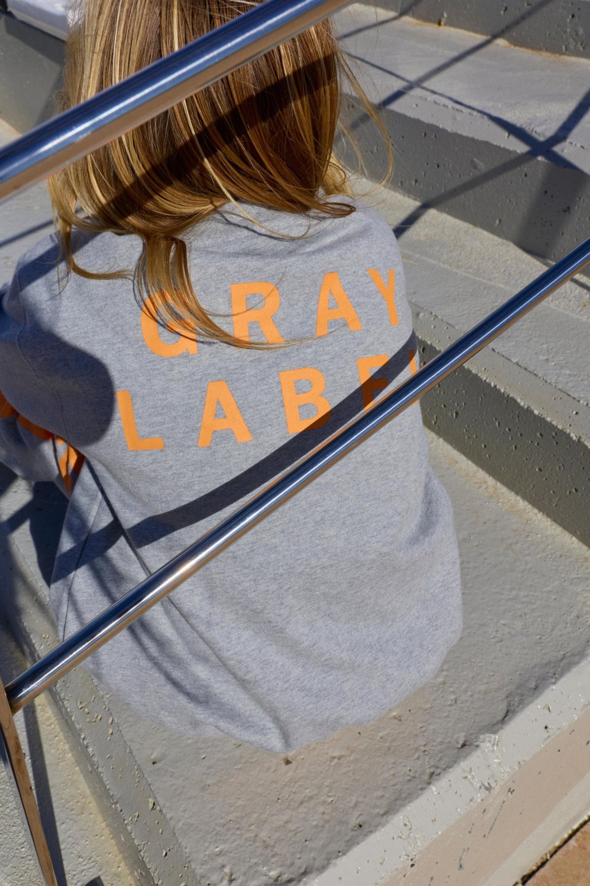Logo Dropped Shoulder Sweater | Gray Melange - Bright Melon