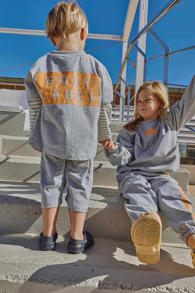Logo Oversized Tee | Gray Melange - Bright Melon