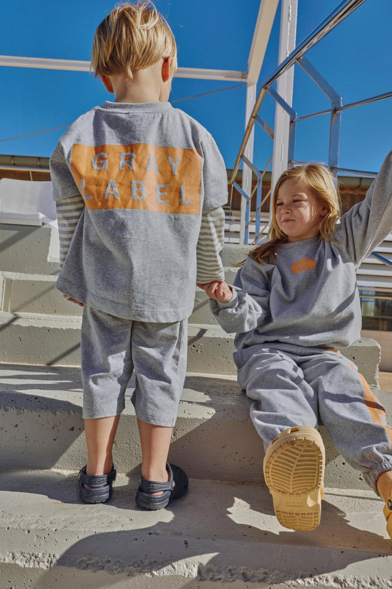 Logo Oversized Tee | Gray Melange - Bright Melon