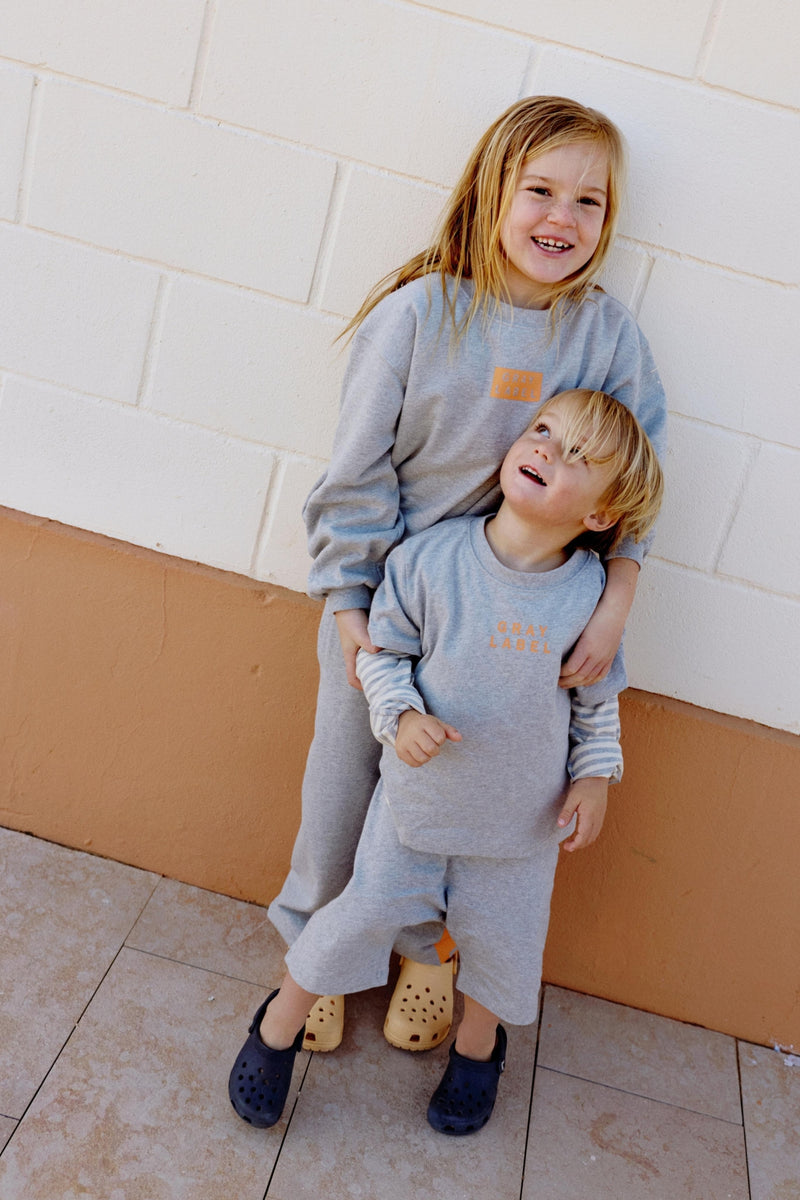 Logo Oversized Tee | Gray Melange - Bright Melon