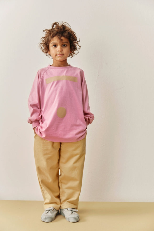 Oversized L/S Tee w/ Logo | Bubblegum - Cookie Print