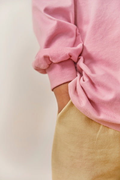 Oversized L/S Tee w/ Logo | Bubblegum - Cookie Print