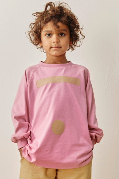 Oversized L/S Tee w/ Logo | Bubblegum - Cookie Print