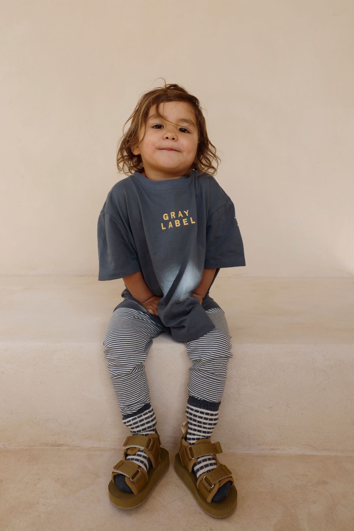 Logo Oversized Tee | Blue Gray - Bright Cookie