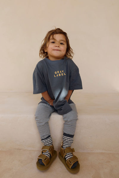 Logo Oversized Tee | Blue Gray - Bright Cookie