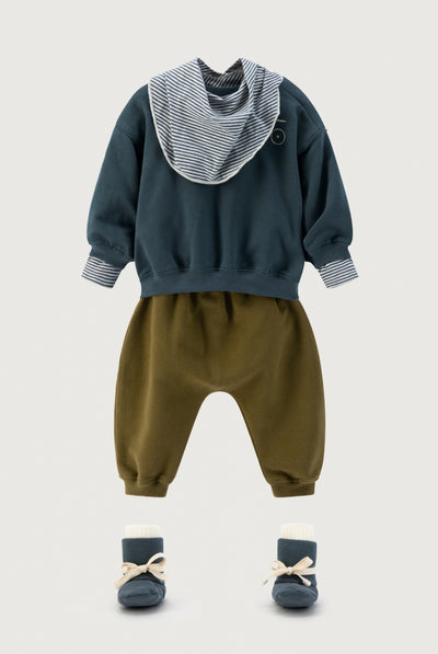 Baby Dropped-Shoulder-Pulli | Blue Gray
