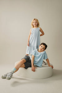 Frill Dress GOTS | Sky - Off White