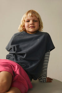 Short Sleeve Sweater GOTS | Blue Grey