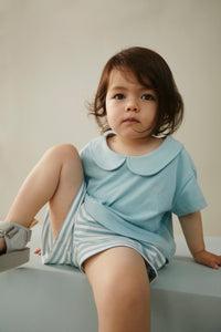 Boxy Collar Top GOTS | Sky