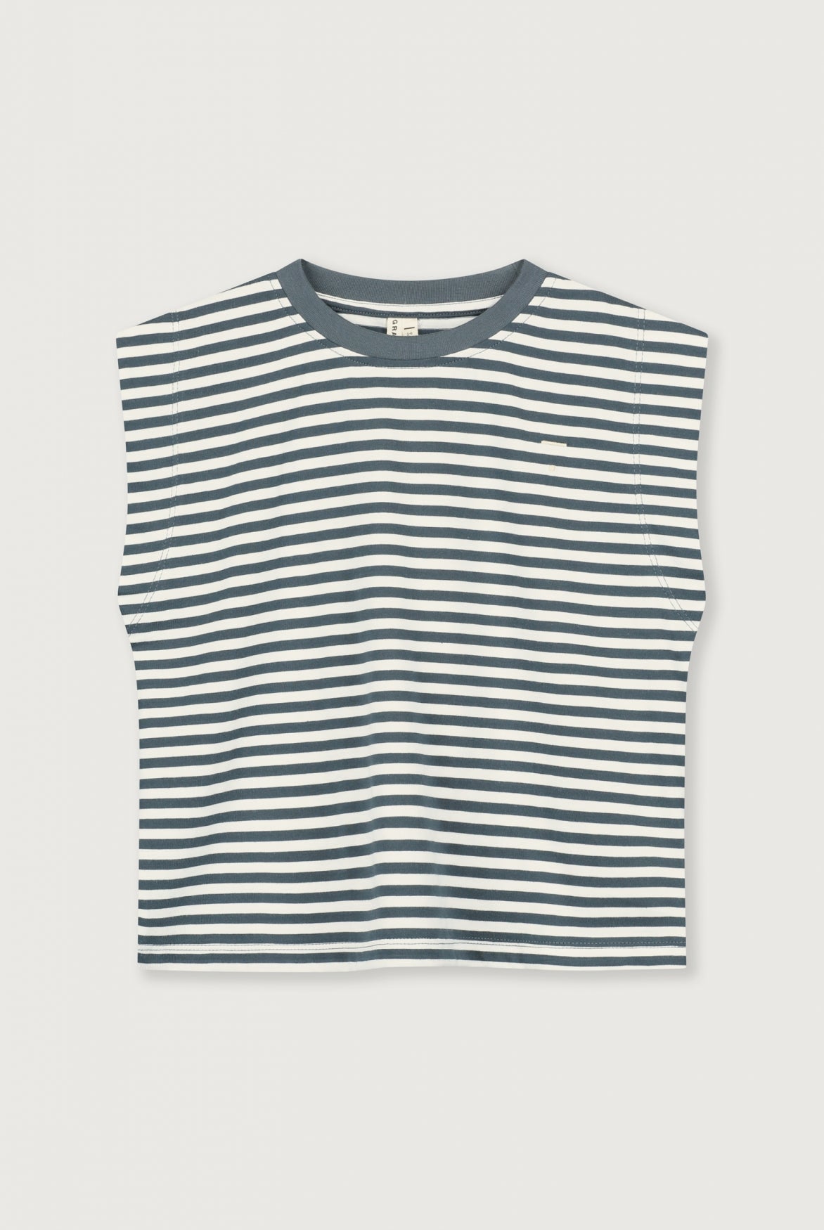 Muscle Tee GOTS | Blue Grey - Cream