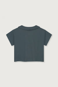 Boxy Collar Top GOTS | Blue Grey