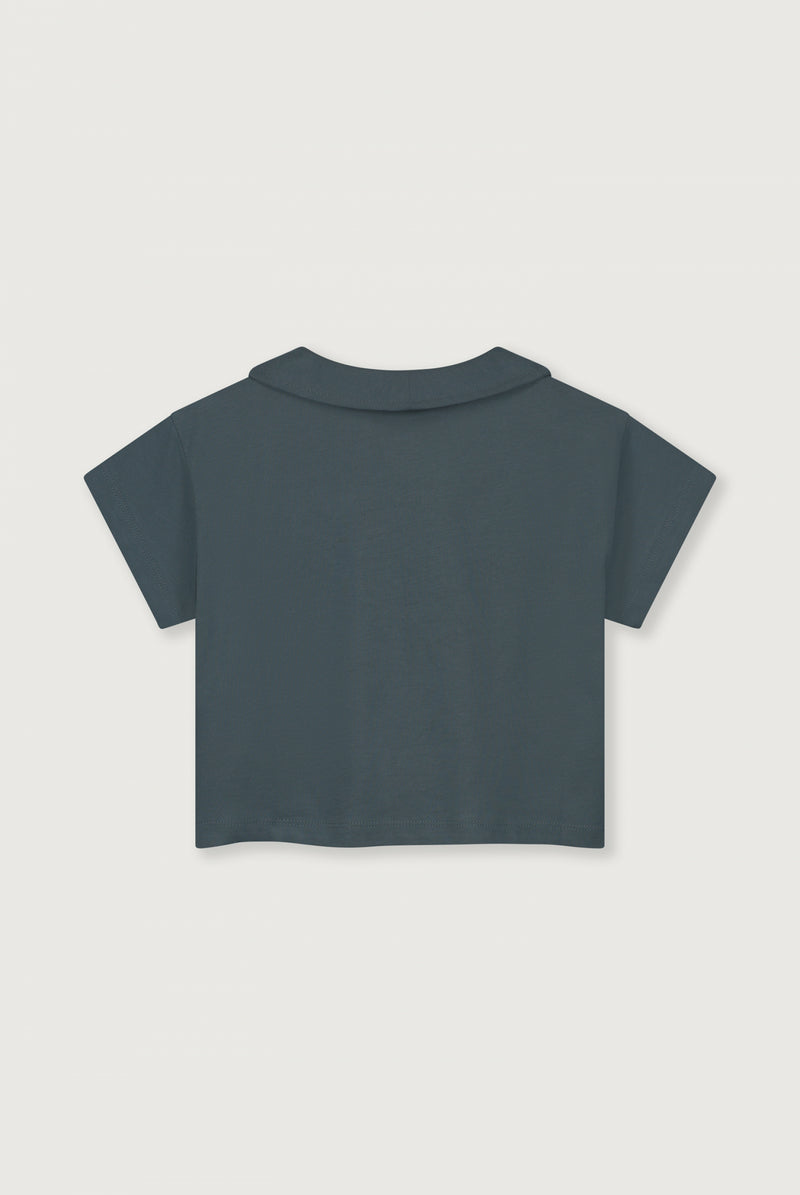 Boxy Collar Top GOTS | Blue Grey