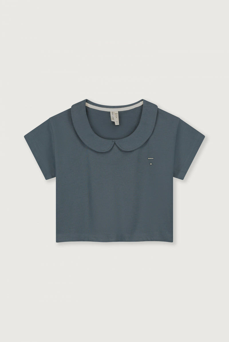 Boxy Collar Top GOTS | Blue Grey