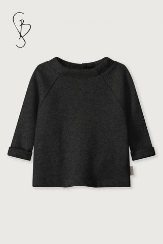 Baby Knitted Jersey Top | Nearly Black Melange