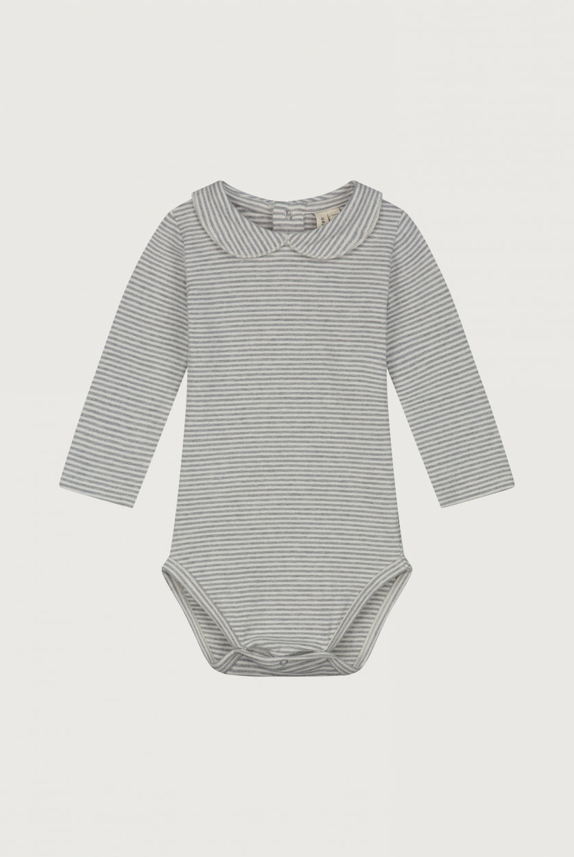 Baby Body mit Kragen | Grey Melange - Cream