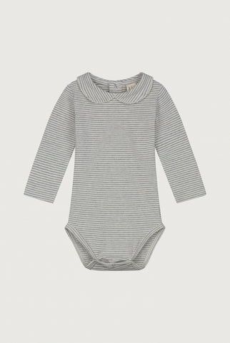 Baby Body mit Kragen | Grey Melange - Cream