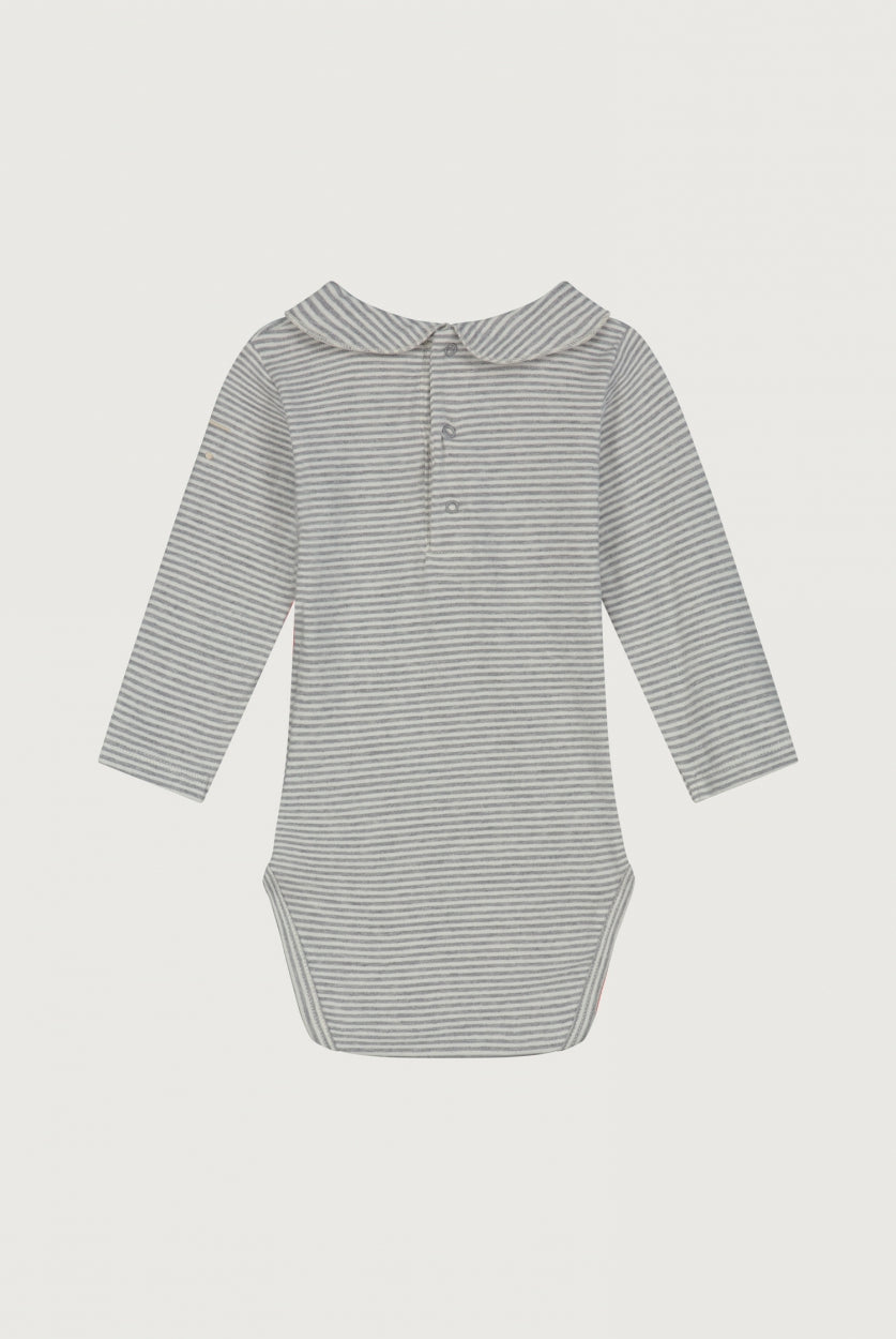 Baby Romper met Kraag | Grey Melange - Cream