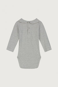 Baby Collar Onesie | Grey Melange - Cream