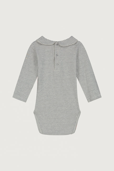 Baby Body mit Kragen | Grey Melange - Cream