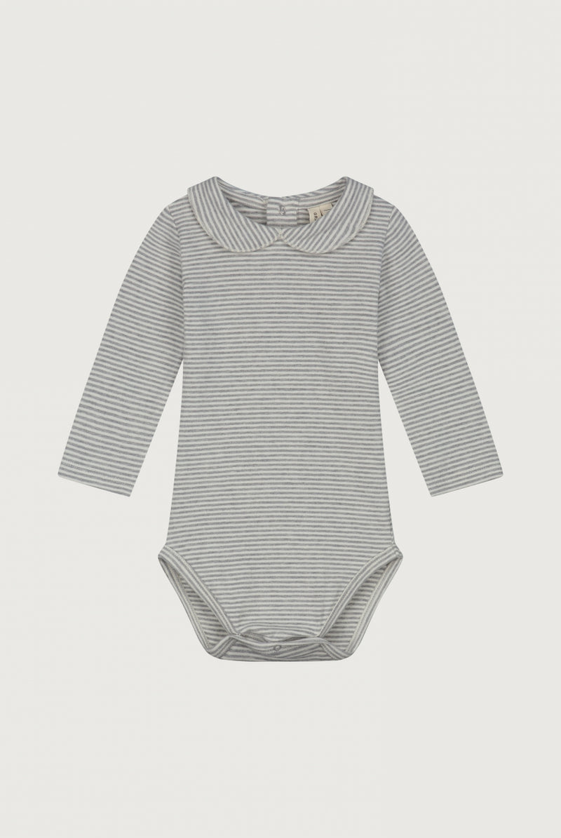 Baby Collar Onesie | Grey Melange - Cream