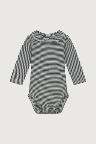 Baby Romper met Kraag | Nearly Black - Cream