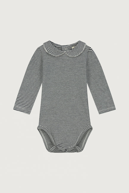 Baby Body mit Kragen | Nearly Black - Cream