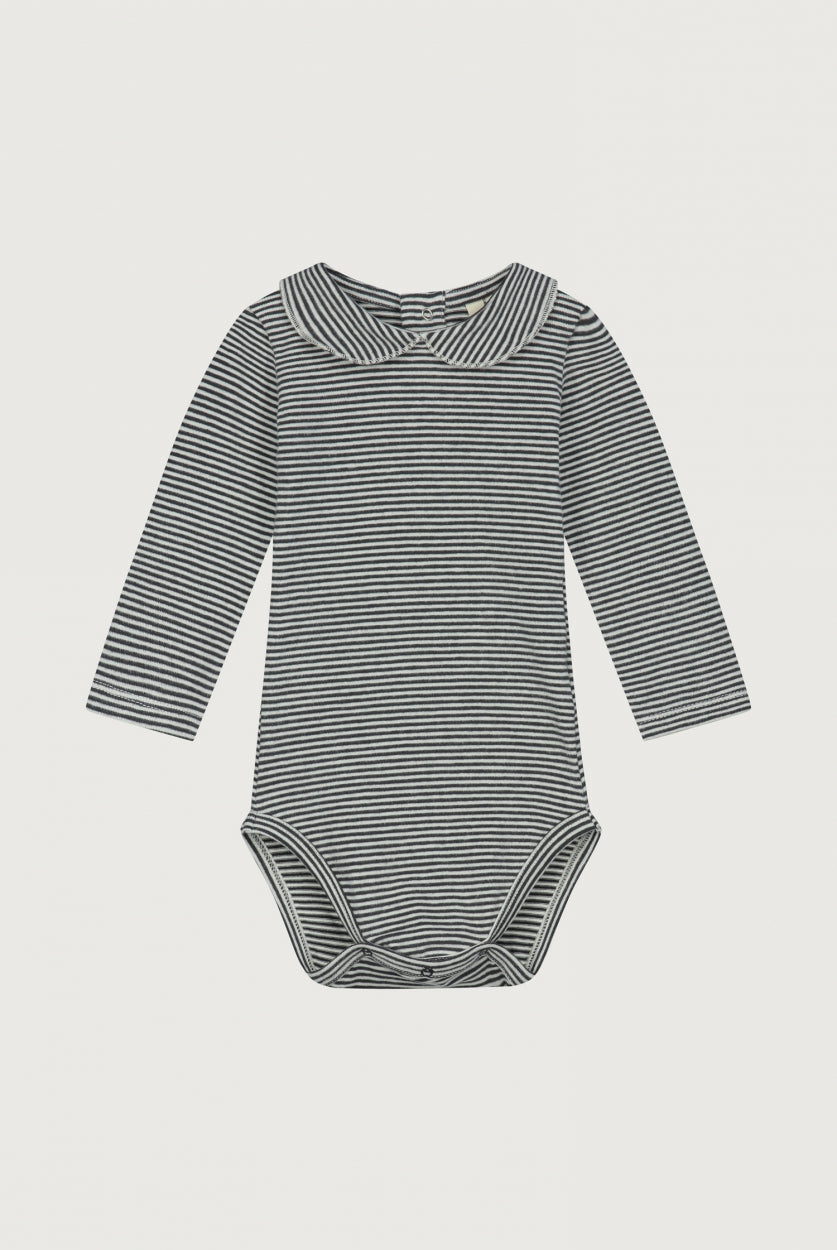 Baby Body mit Kragen | Nearly Black - Cream