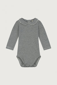 Baby Body mit Kragen | Nearly Black - Cream