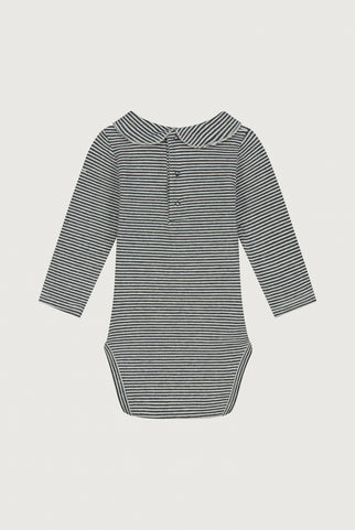 Baby Collar Onesie | Nearly Black - Cream