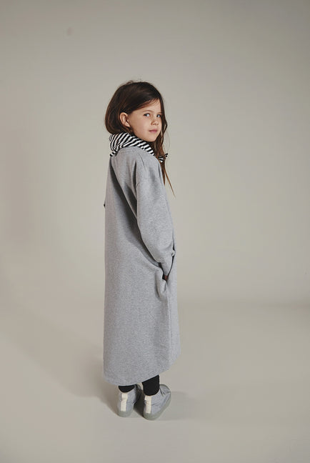 Oversized Circle-cut Dress | Grey Melange