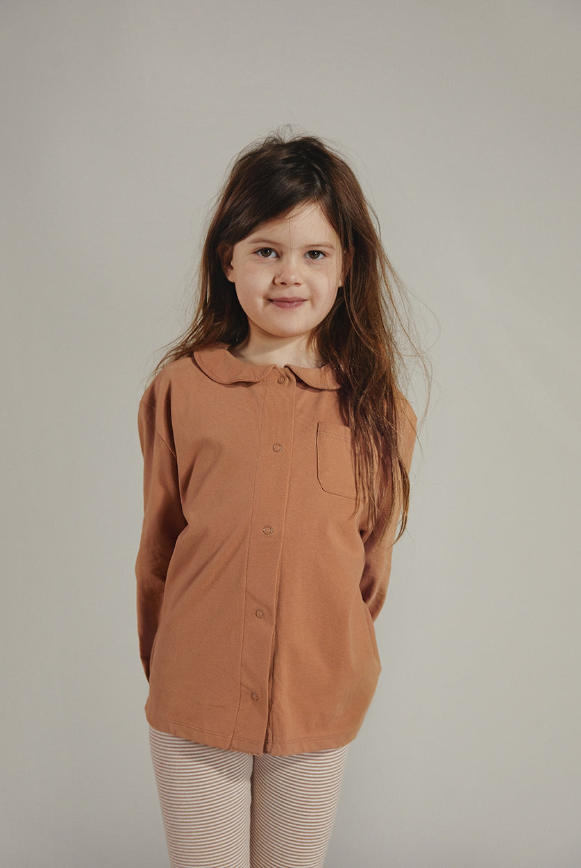 Boxy Blouse met kraag | Biscuit