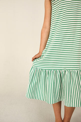 Zomerjurk | Bright Green - Off White