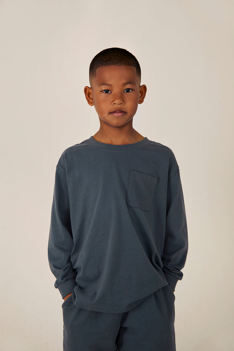 Oversized L/S Tee | Blue Grey