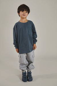 Oversized L/S Tee | Blue Grey