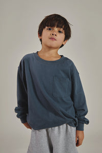 Oversized L/S Tee | Blue Grey