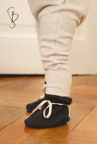 Baby Knitted Jersey Booties | Cream Melange